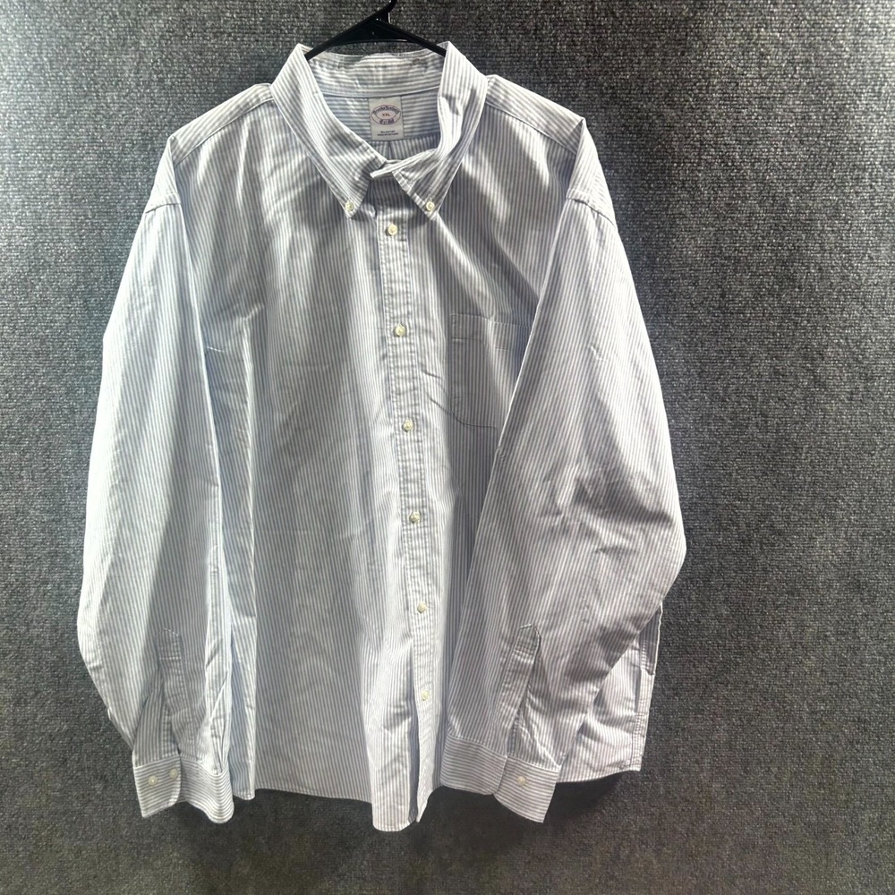 Brooks Brothers Shirt Mens 2XL Blue White Striped Cotton Pocket Button Down